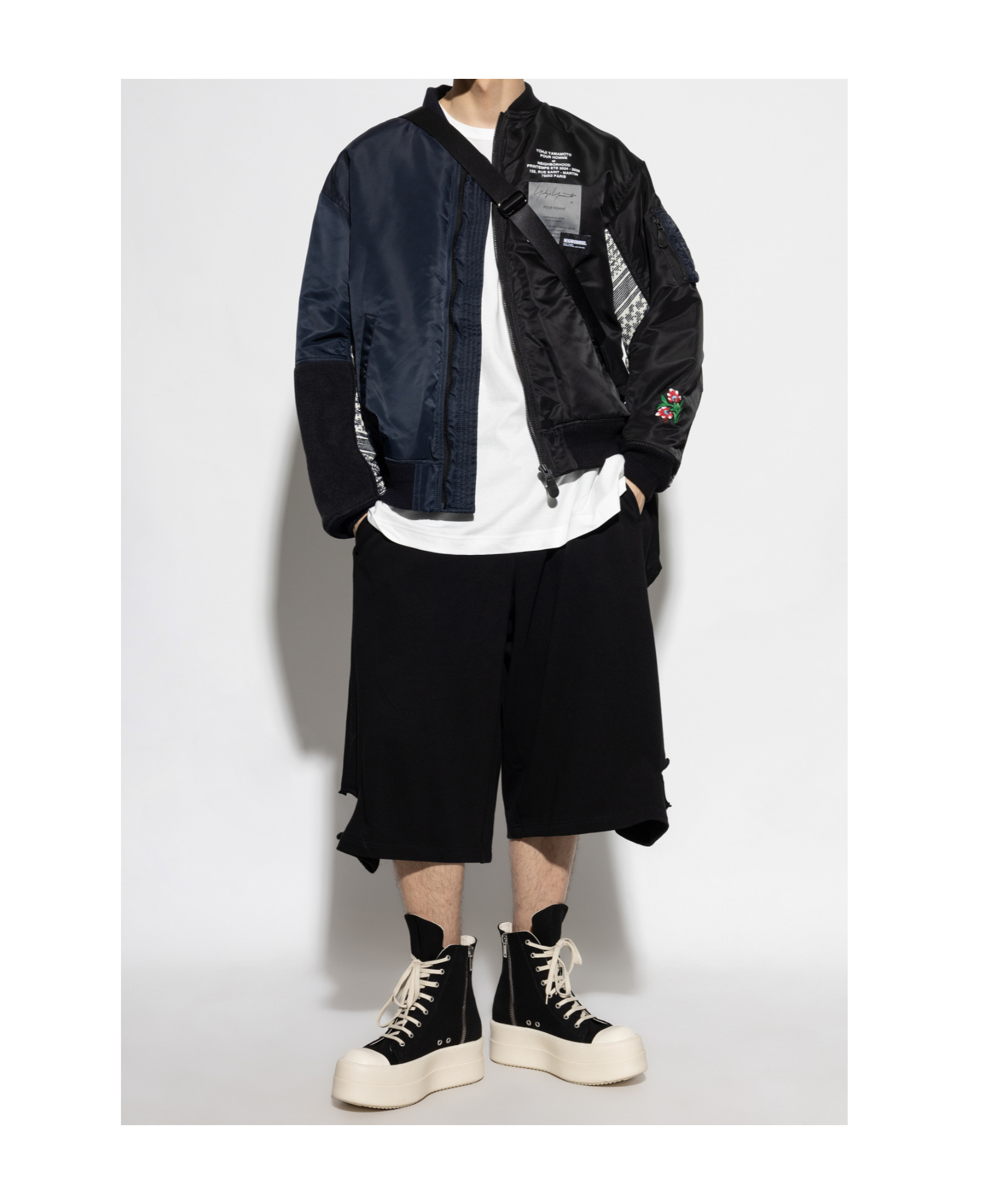 Yohji Yamamoto Black Neighborhood Edition Ma-1 Bomber Jacket In Black