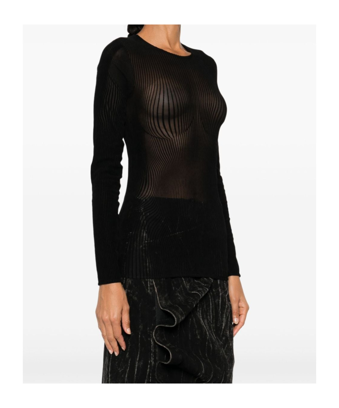 Jean Paul Gaultier Women Morphing Pinstripes Top In Black