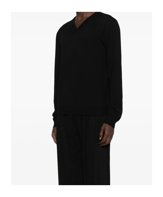 The Row V-neck Wool Sweater In Black