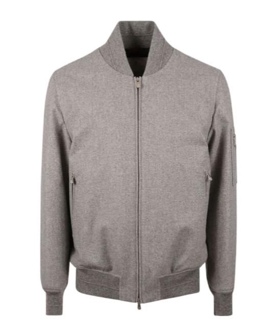 Brunello Cucinelli Side Zip Bomber In Gray