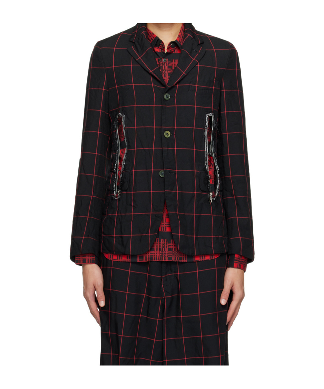Comme Des Garçons Check-pattern Notched-lapels Blazer