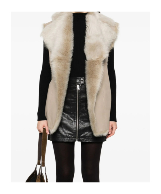 Iro Fur-trimmed Leather Vest In Neutral