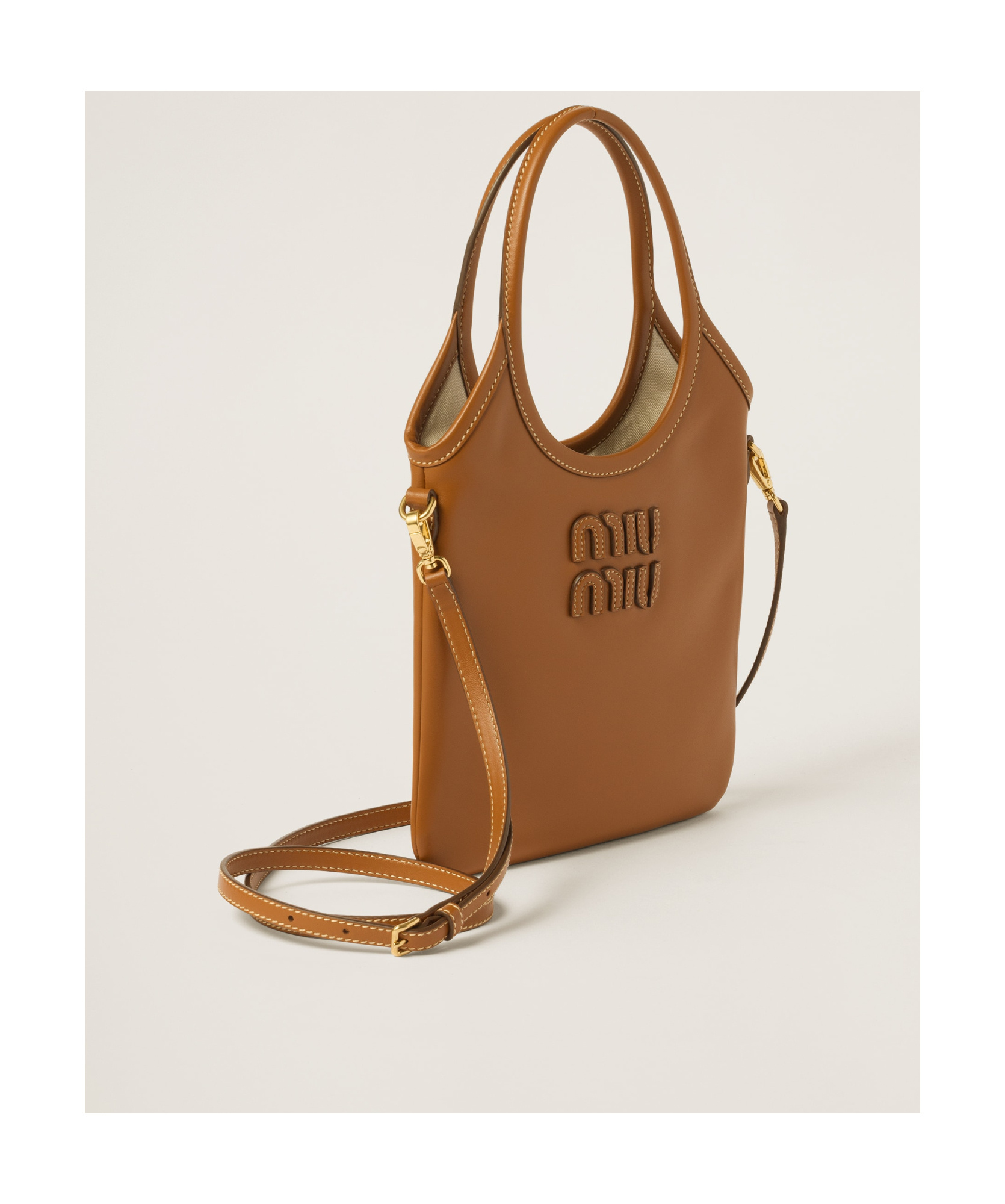 Miu Miu Women Ivy Mini Leather Handbag In Brown