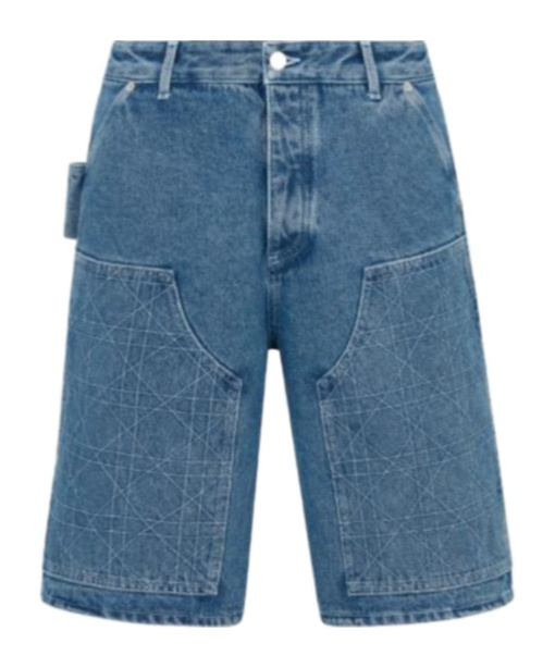 Dior Belt-loop Denim Shorts In Blue