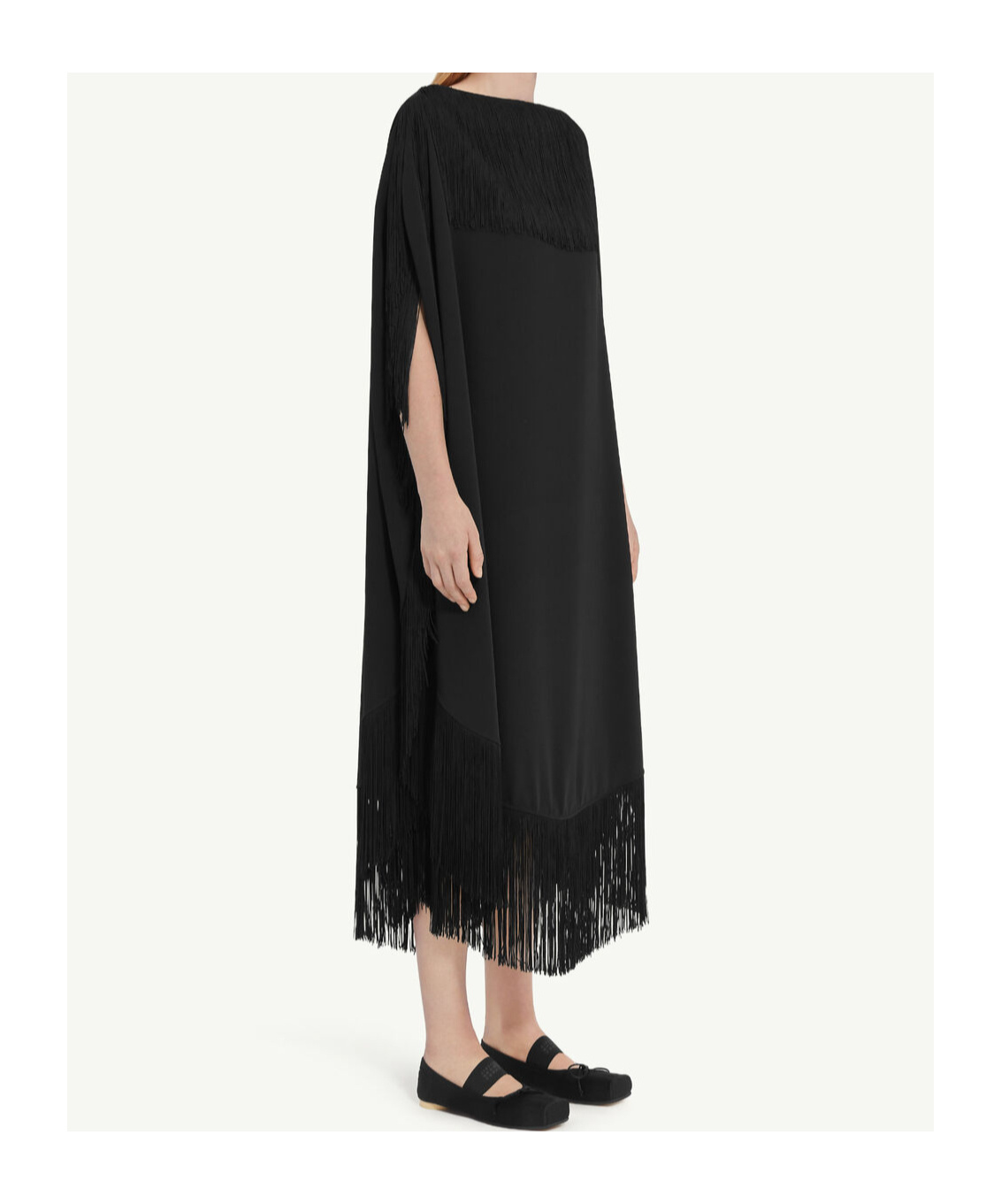 Shop Mm6 Maison Margiela Fringe-detail Belted Midi Dress In Black