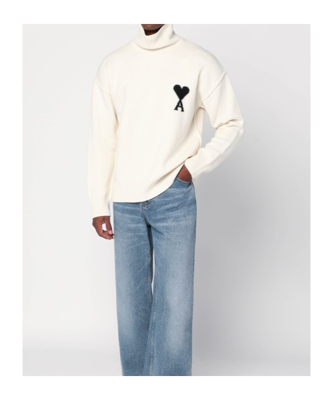 Ami Alexandre Mattiussi Ribbed Crewneck Sweater With Cuffs And Hem In White
