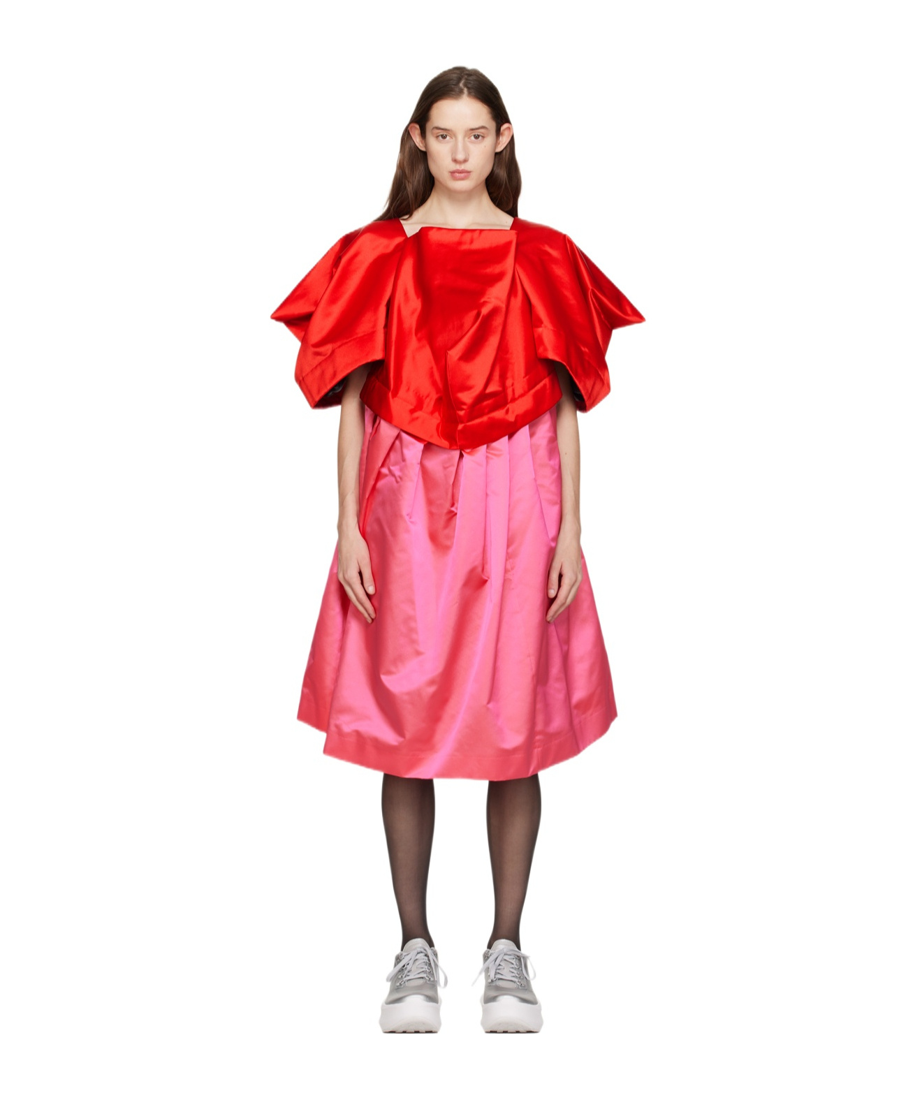 COMME DES GARÇONS COLOUR-BLOCK VOLUMINOUS MIDI DRESS