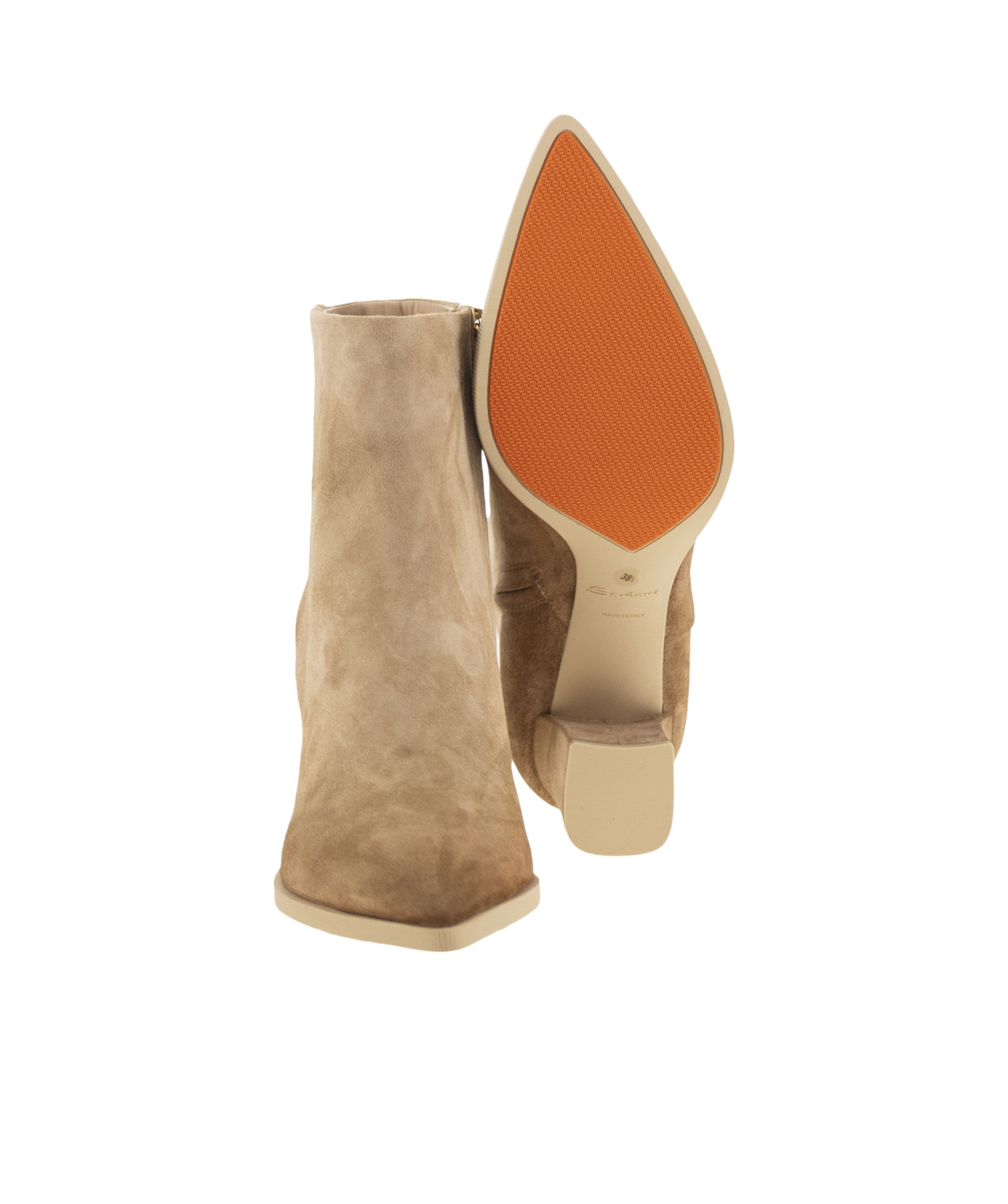 Santoni Mid-heel Suede Ankle Boots In Brown