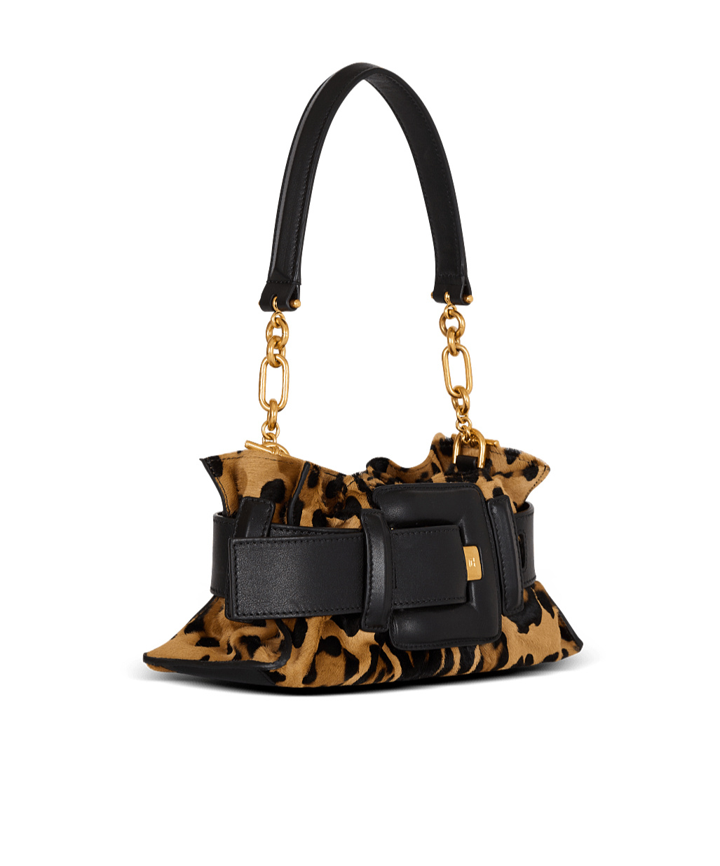 Balmain Anthem Mini Ponyskin-style Leopard Print Bag In Brown
