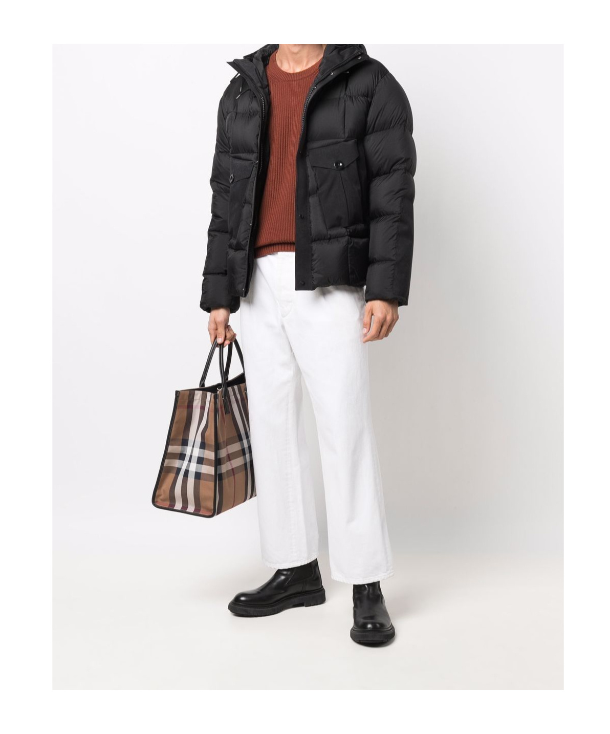 Ten C Hooded Padded Jacket In Black