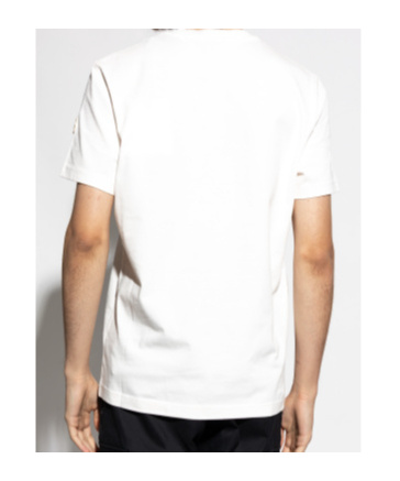 Moncler Mens Natural Logo-print Crewneck Cotton T-shirt In White