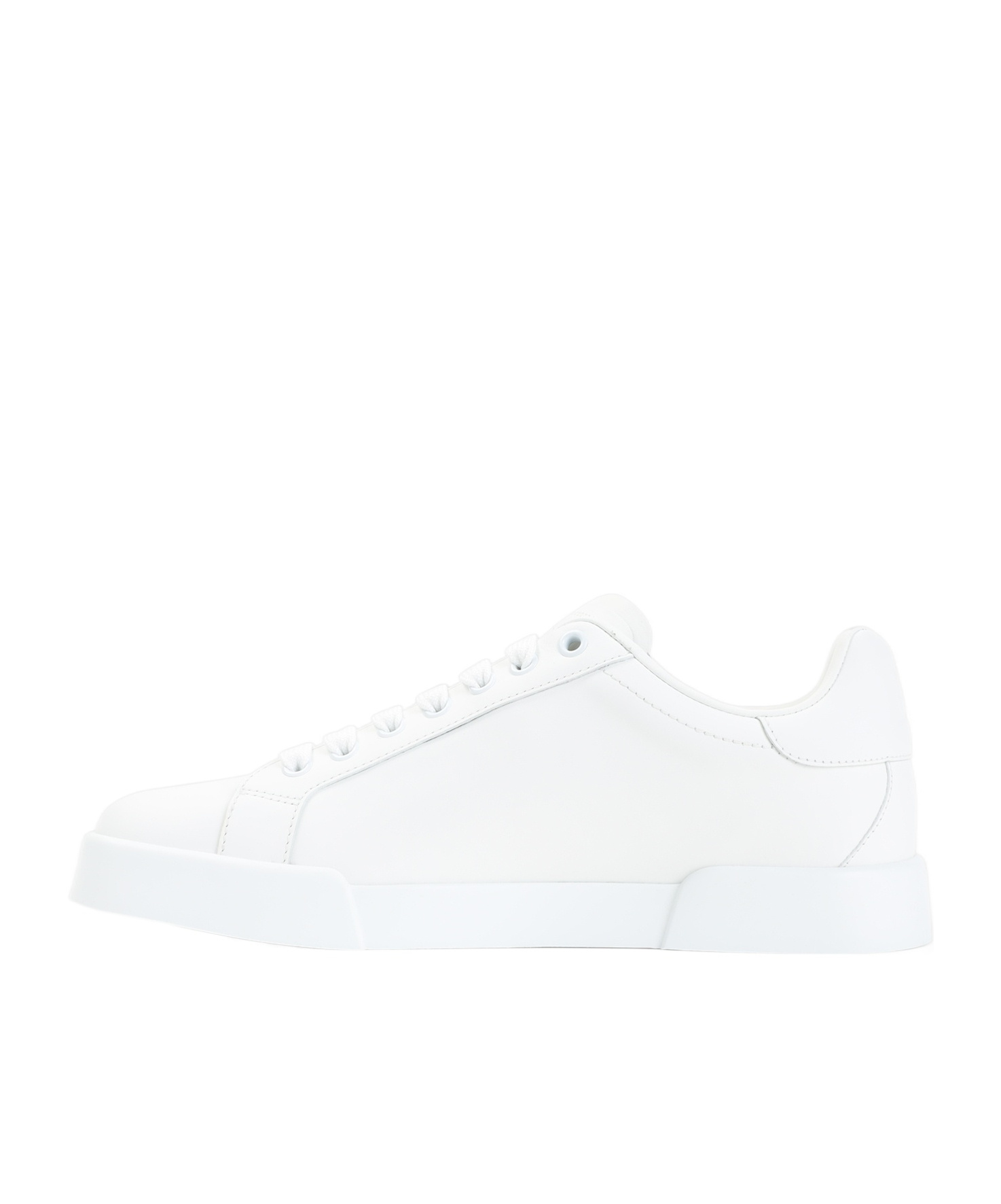 Dolce & Gabbana Women Portofino Low-top Leather Sneakers With Lateral Monogram In White