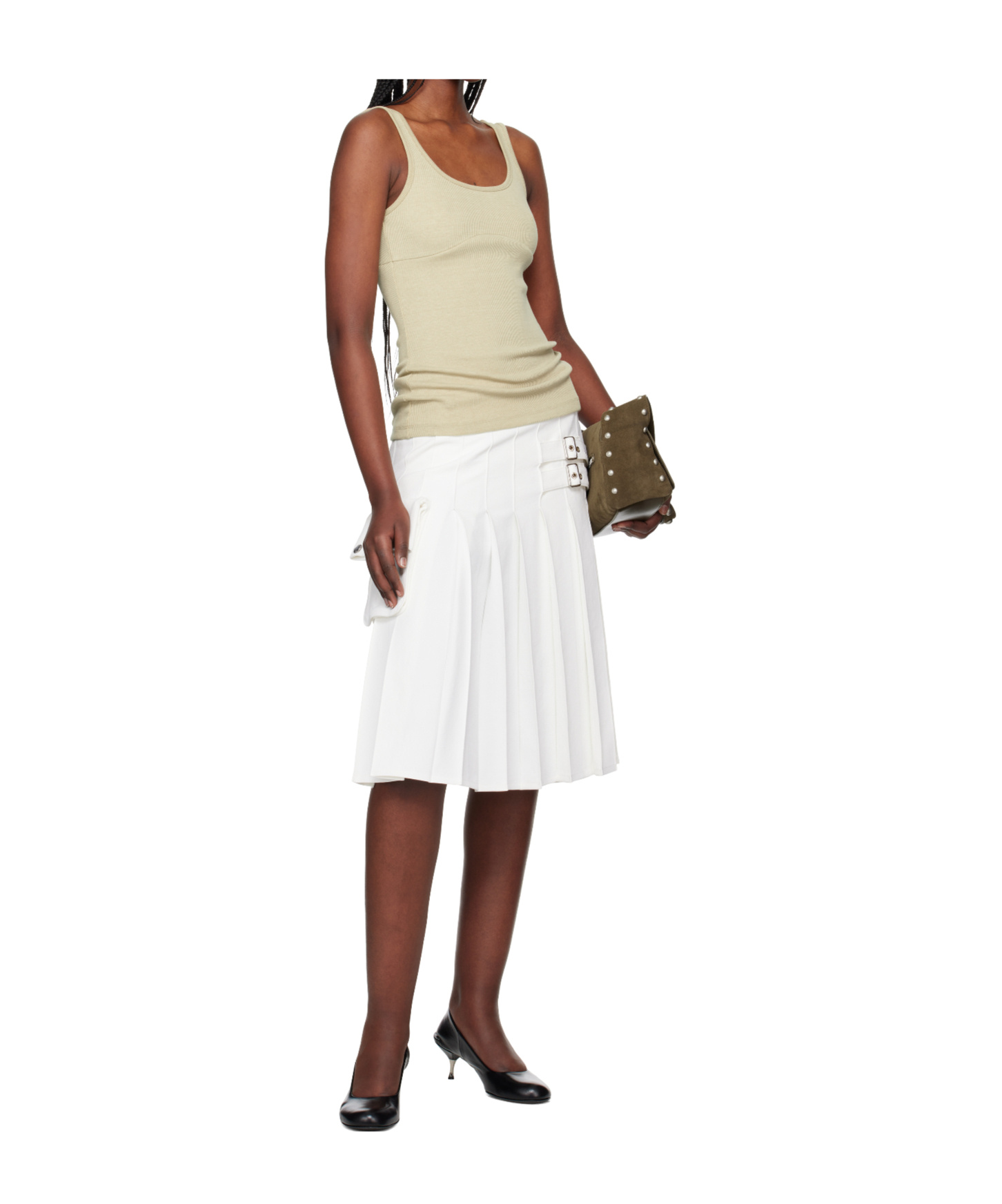 Open Yy Ribbed Vest In Neutral