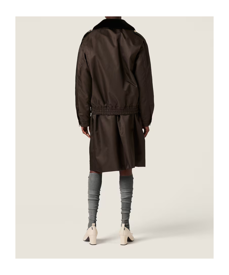 Miu Miu Technical Gazar Blouson Jacket In Brown