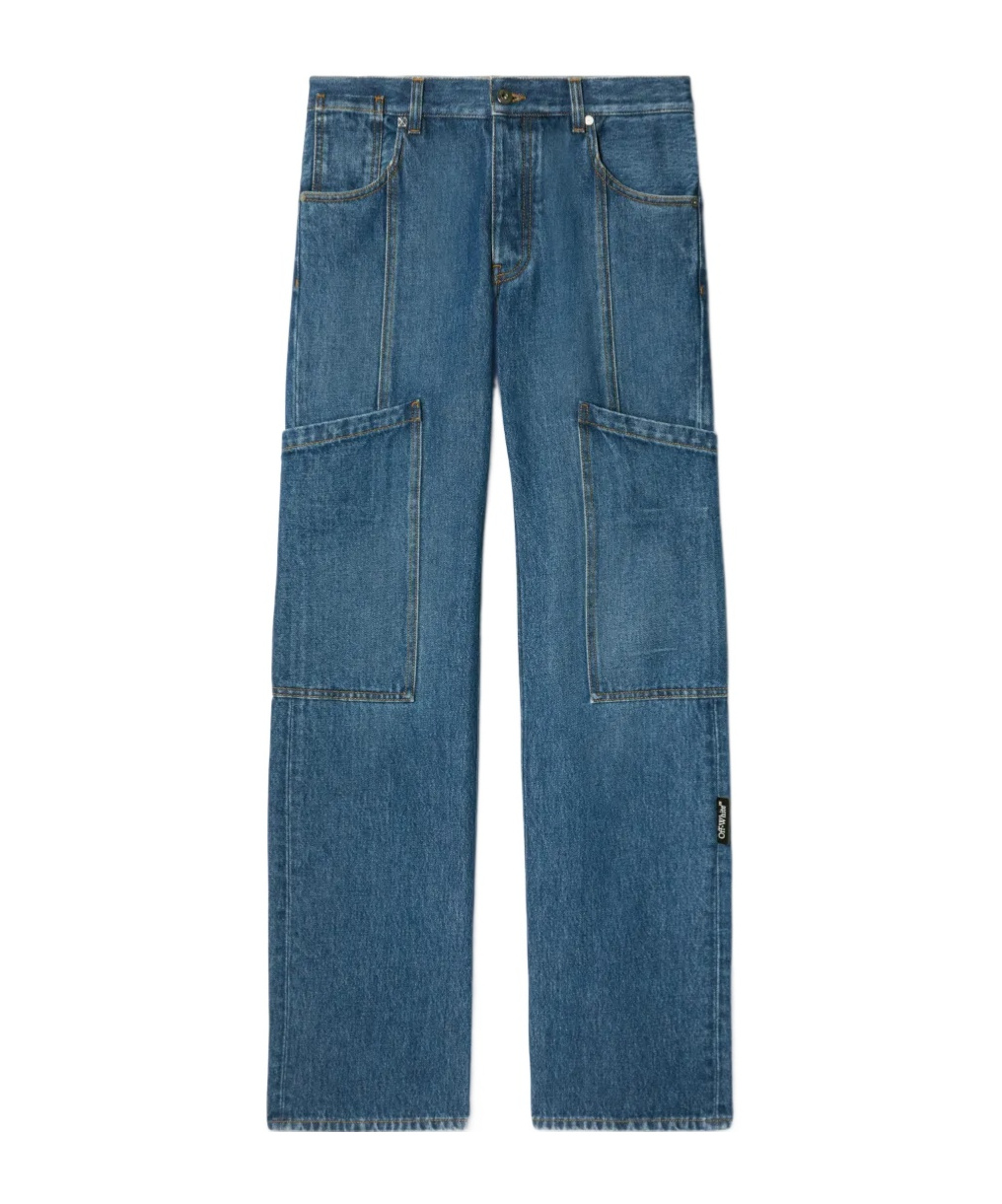 Off-white Straight-leg Cargo Jeans In Blue