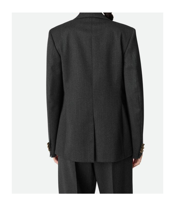 Bottega Veneta Mouline Wool Twill Jacket In Black