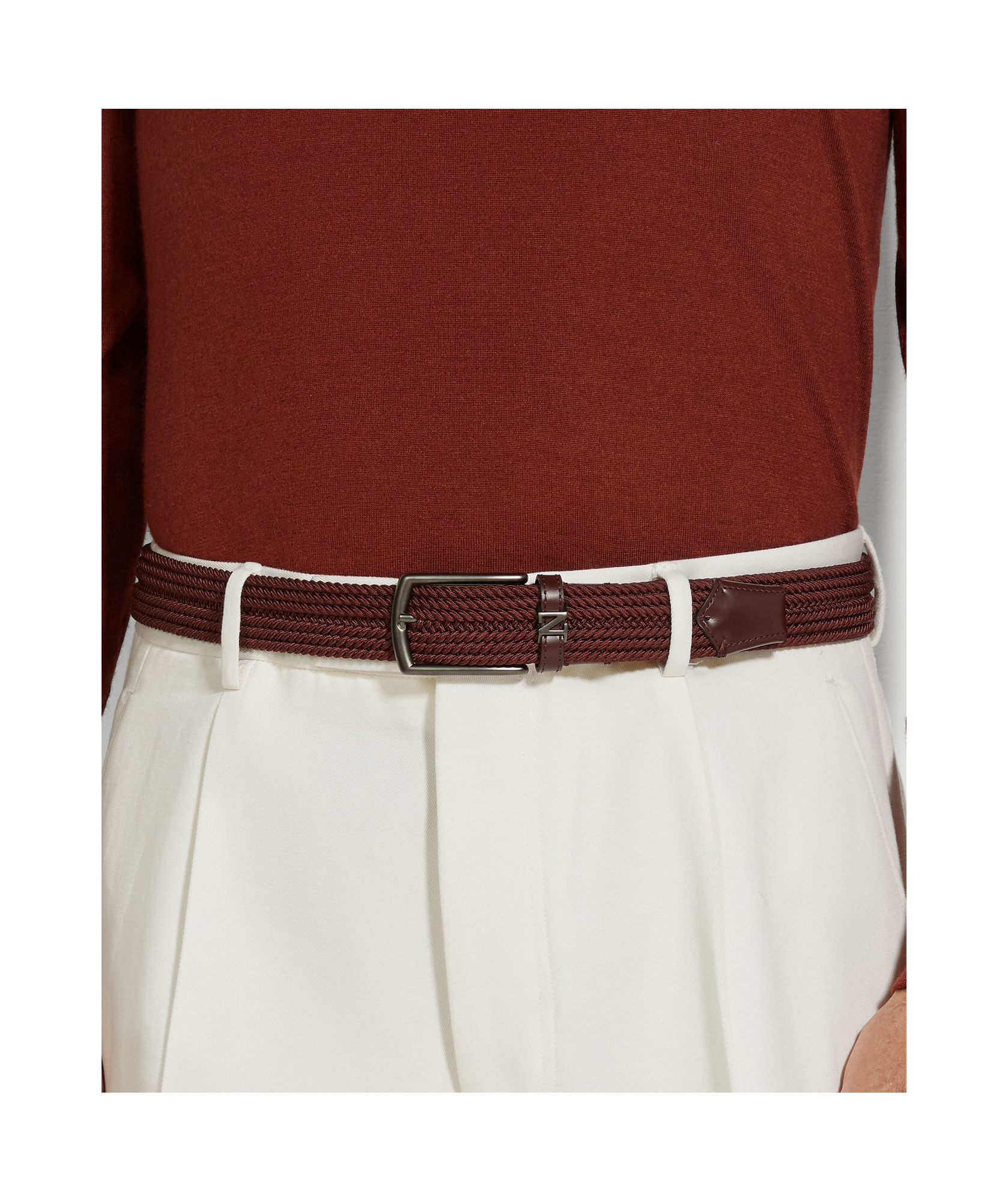 Zegna Tobacco Rayon Belt In Brown