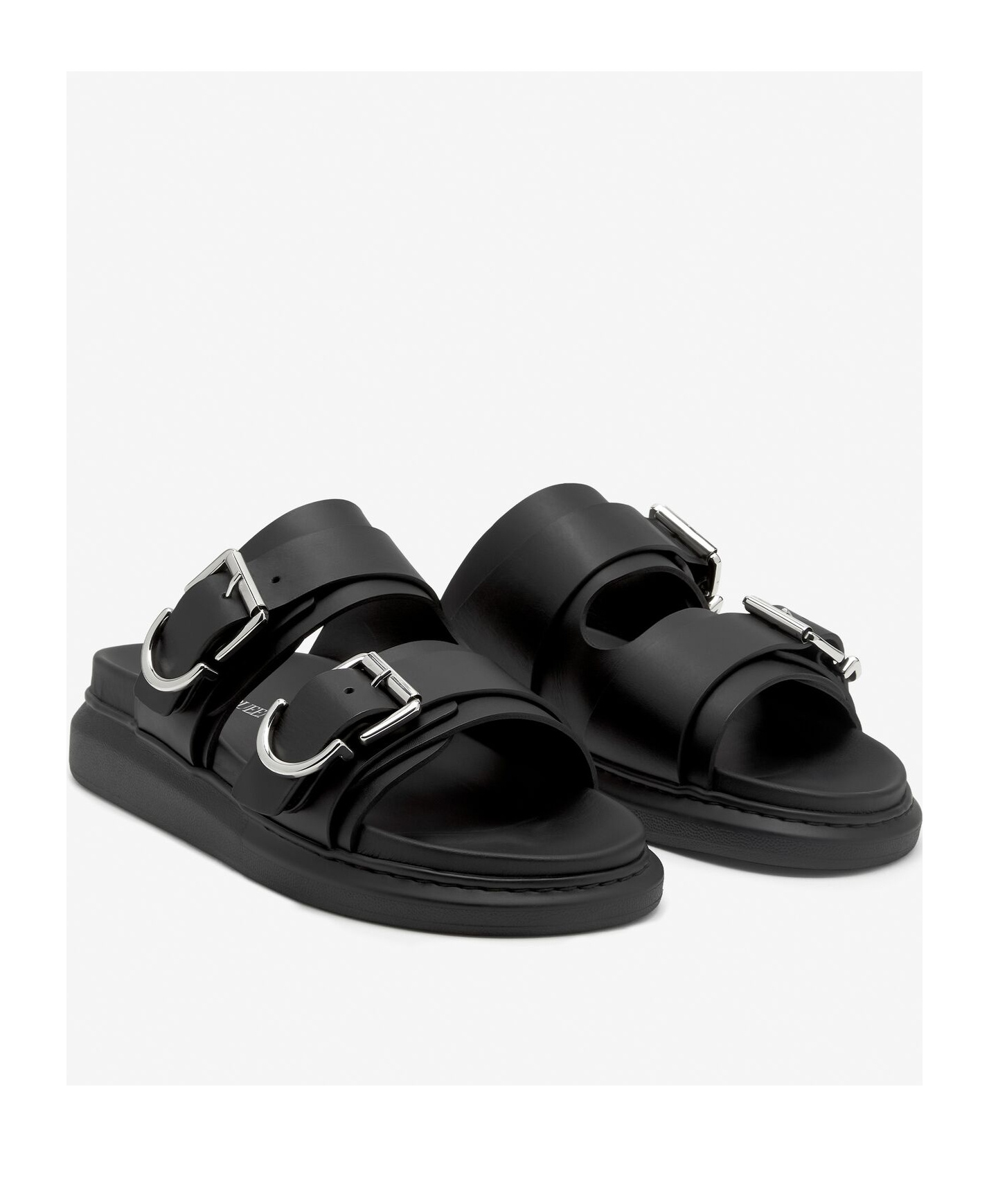 Shop Alexander Mcqueen Buckle-strap Sandals In Black