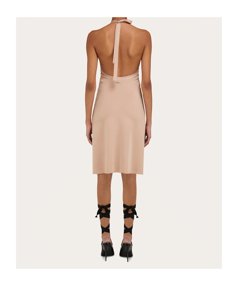 Ferragamo Knitted Halter Neck Dress In Ballet Pink