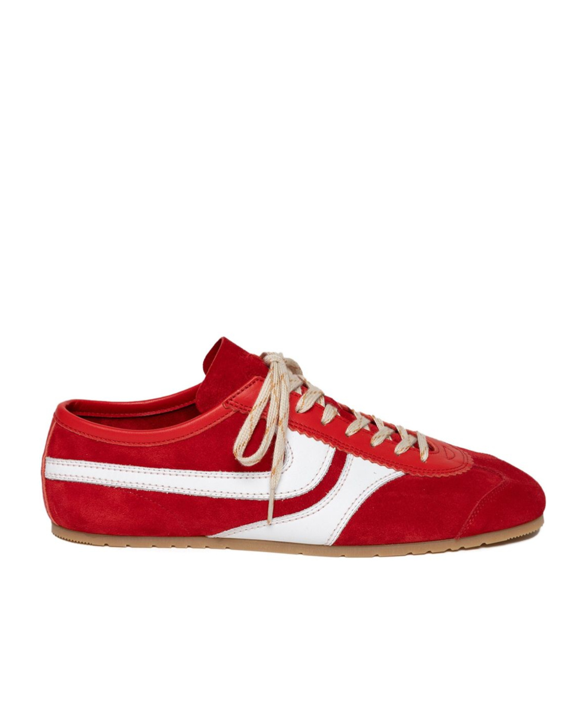 Dries Van Noten Low Top Sneakers With Rubber Sole And Stripe In Red