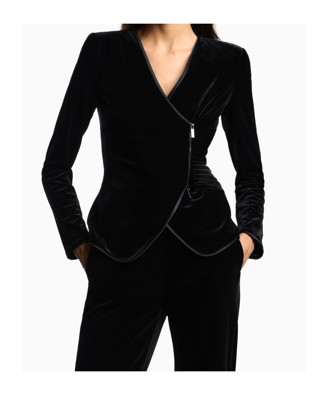 Emporio Armani Long Sleeve Casual Jacket In Black