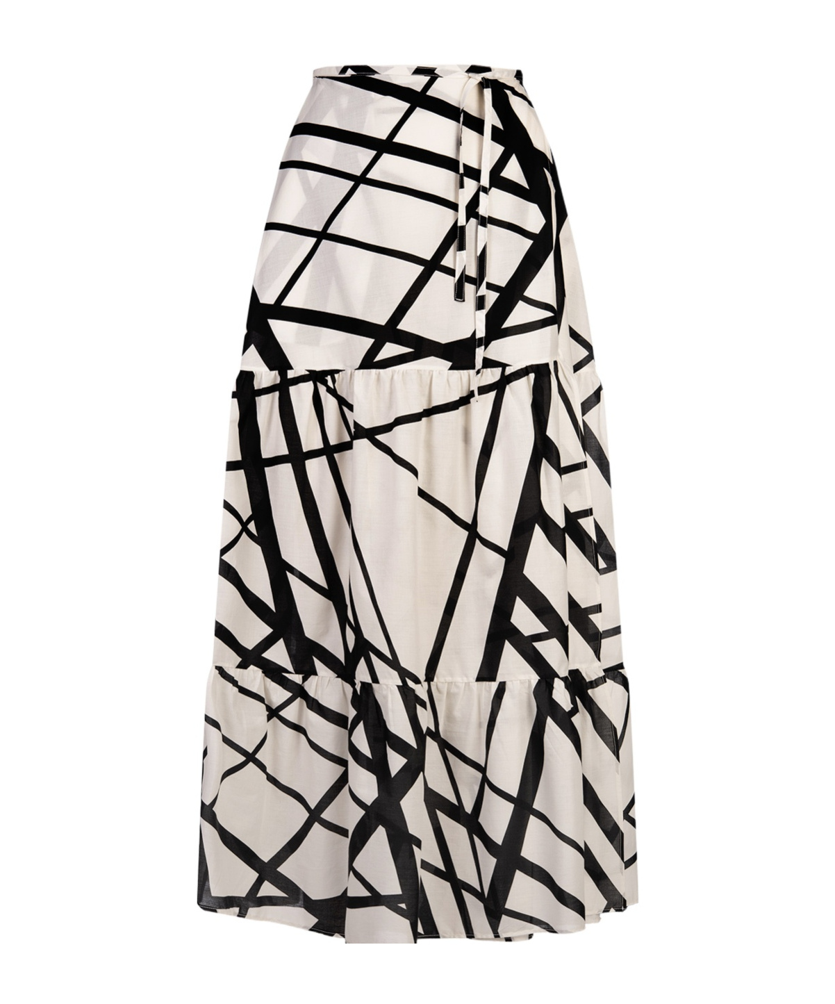 Kiton Printed Silk Midi Skirt In White