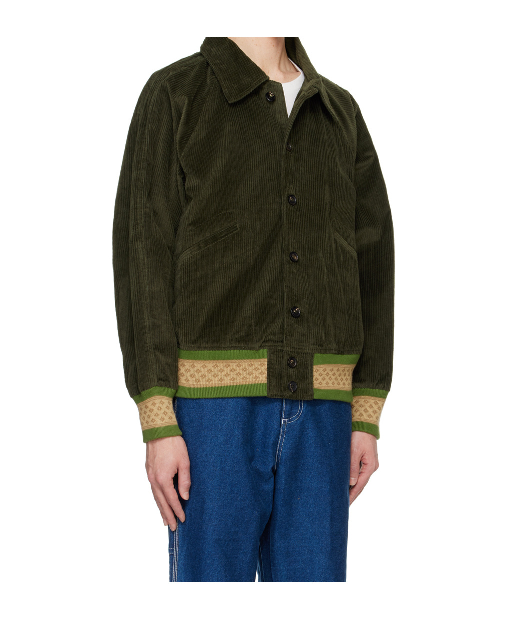 Bode Mens Green Multi Peerie Banbury Corduroy-texture Regular-fit Cotton Jacket In Green