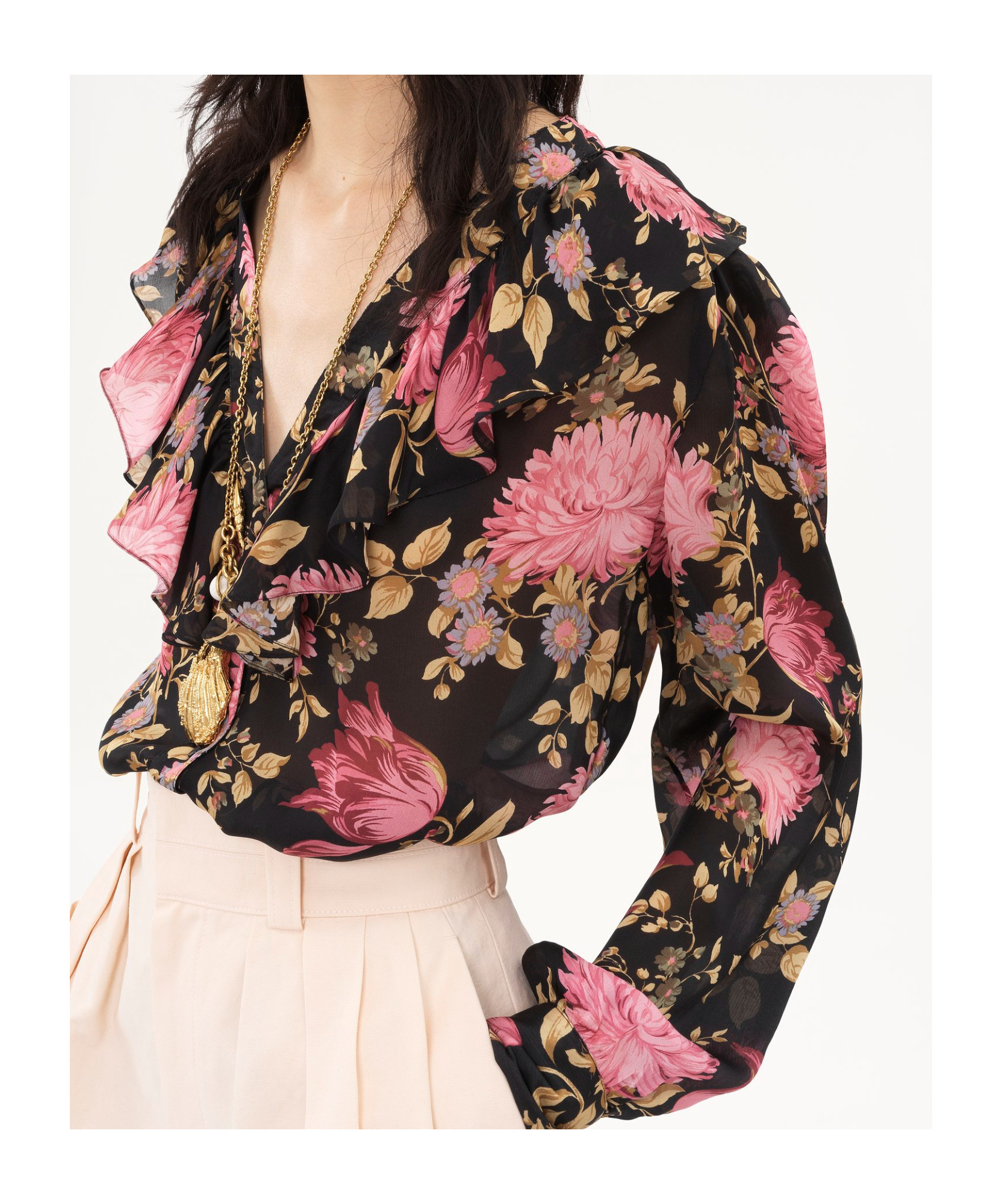 Shop Chloé Ruffled Blouse In Black