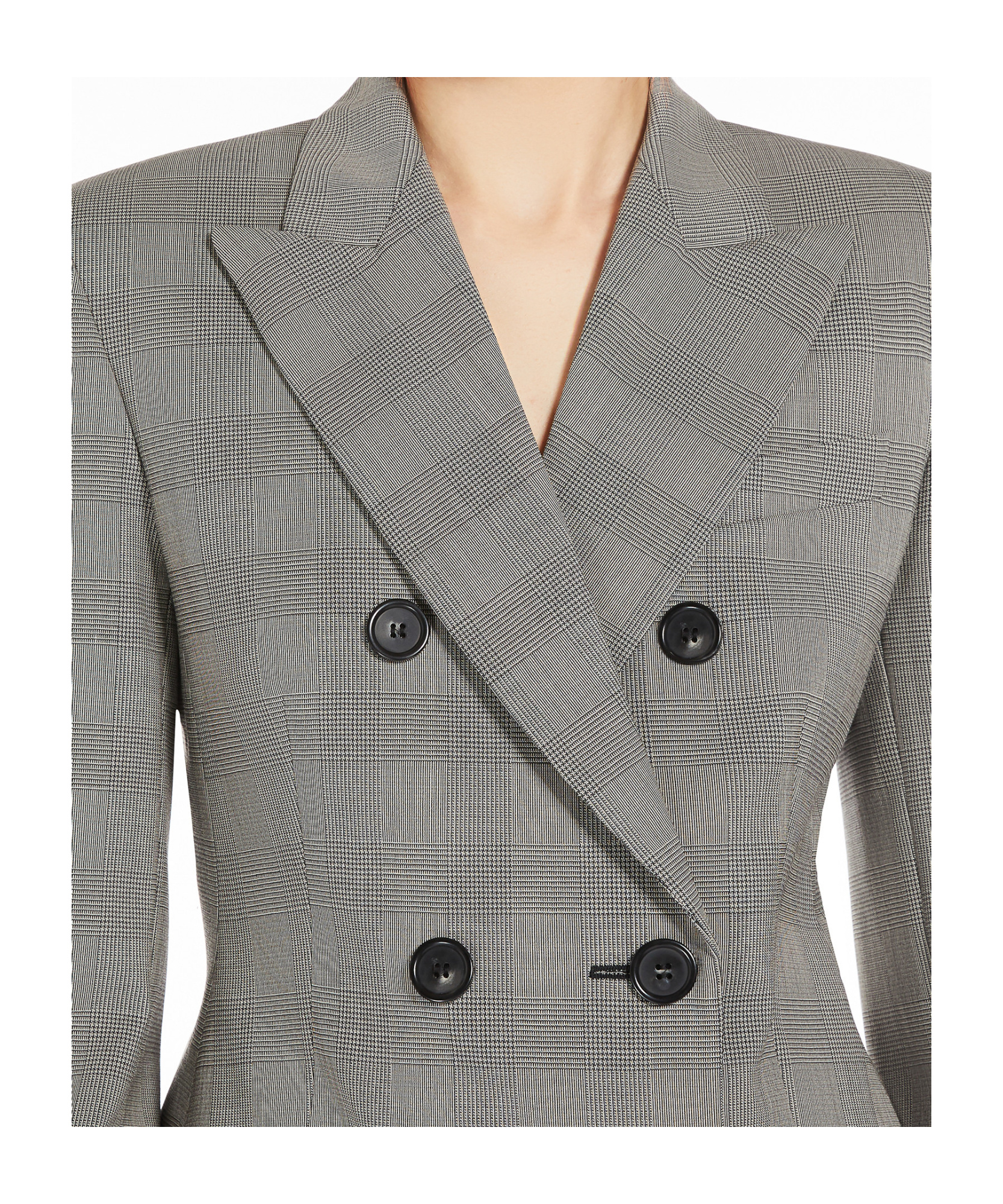 Sportmax Plaid Freshly Cut Wool Suit Coat In Gray