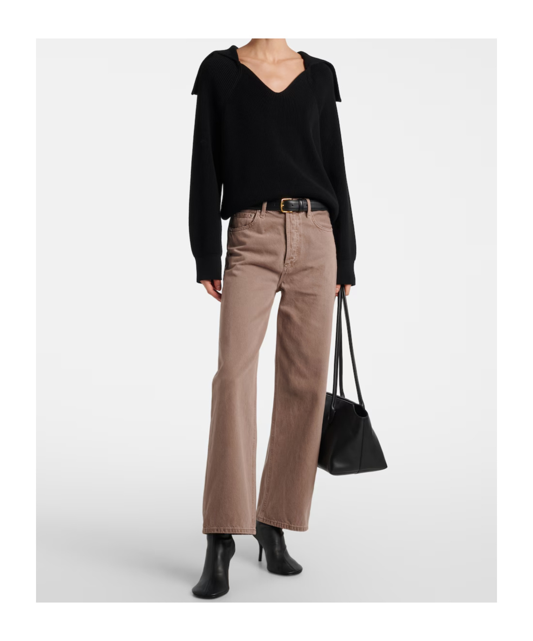 Agolde High-waisted Wide-leg Jeans In Brown
