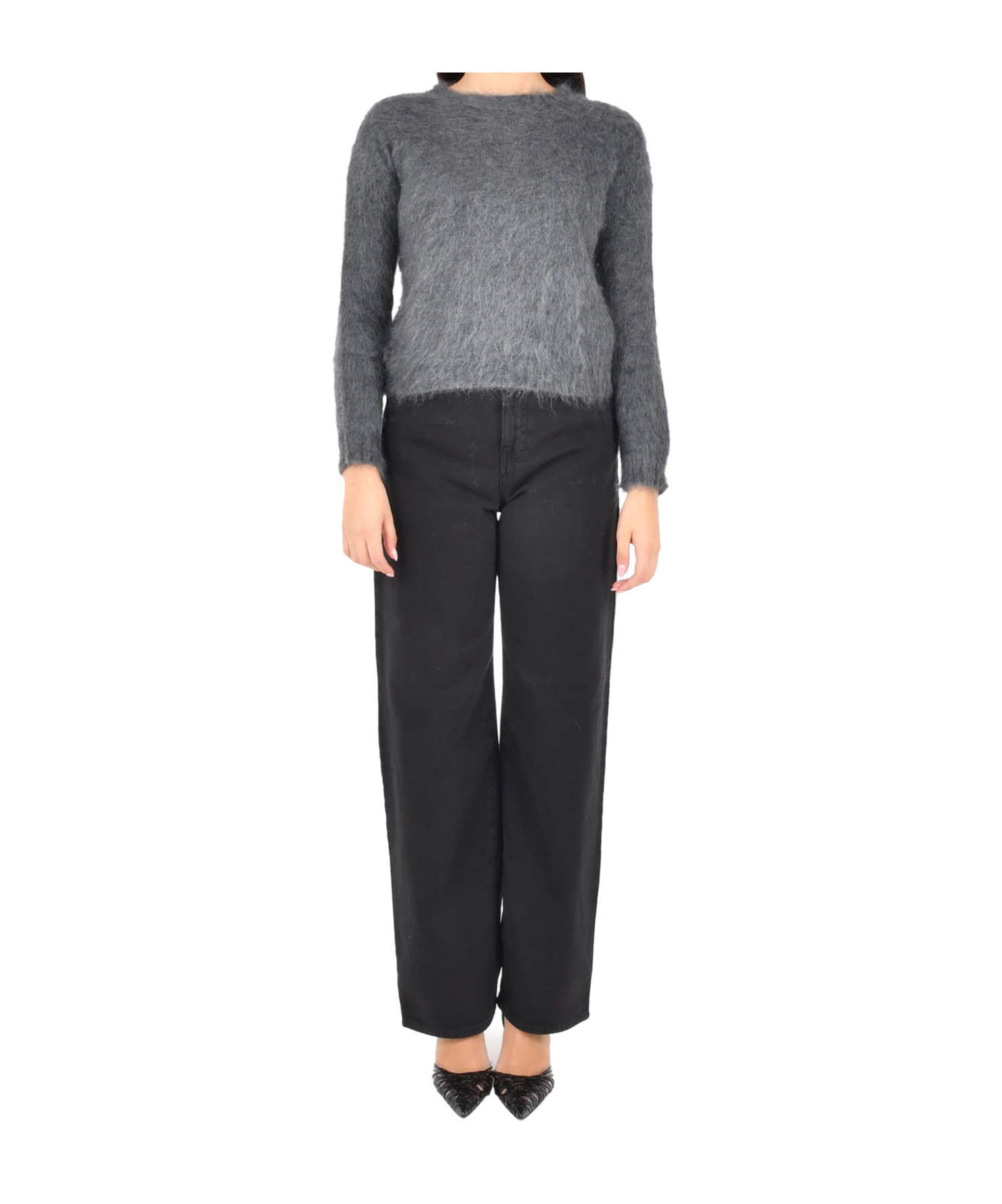 Max Mara Studio Aceto Crewneck Jumper In Gray