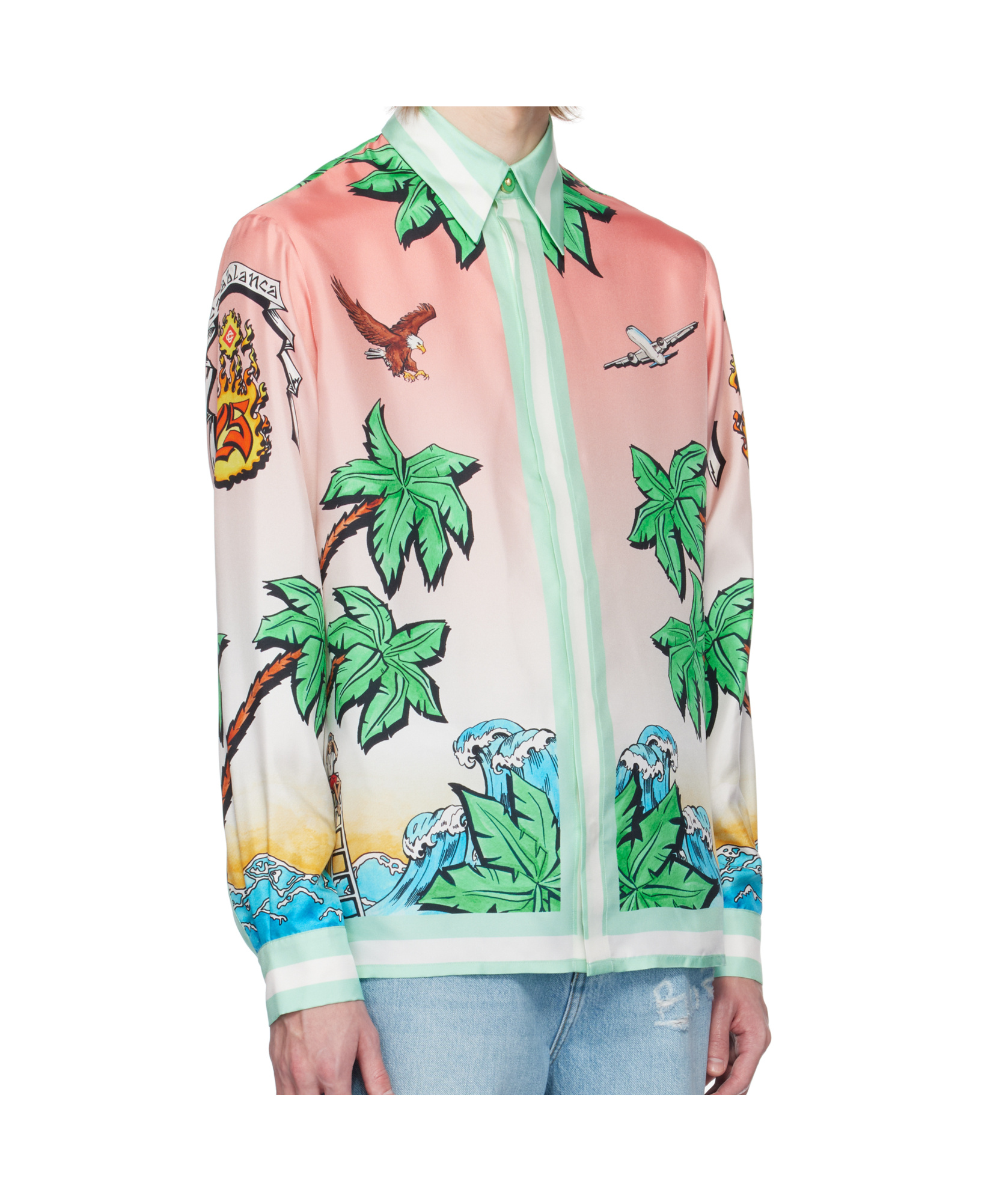 Casablanca Graphic Print Button-down Collar Chest Pocket Shirt In Multicolor