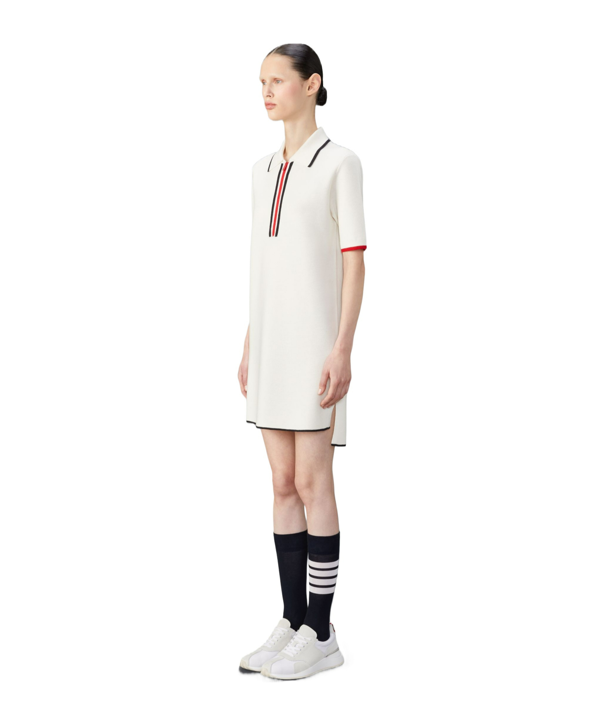 THOM BROWNE RWB-STRIPE VIRGIN WOOL DRESS