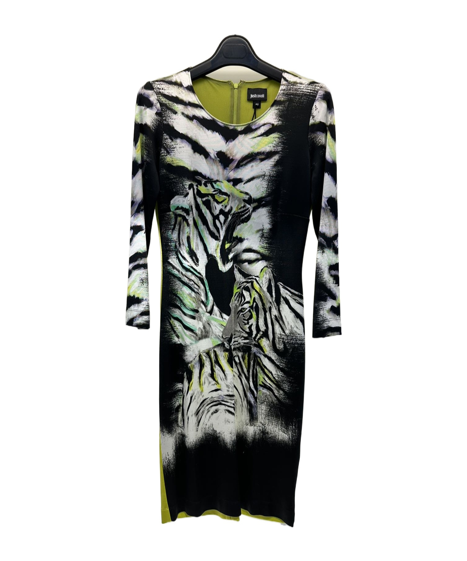 Shop Just Cavalli Printed Long-sleeved Dress In Black