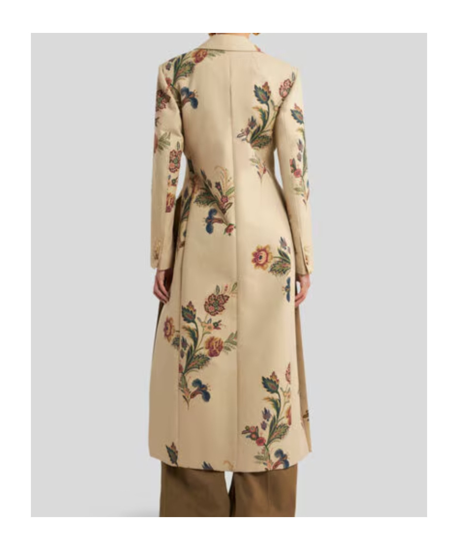 Etro Cotton Trench Coat With Floral Print In Neutral