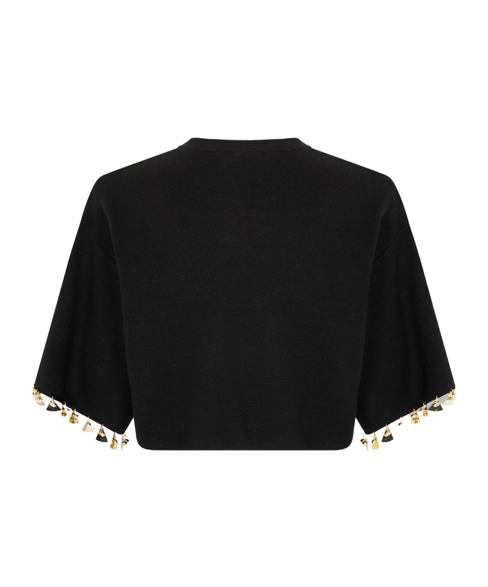 Shop Rabanne Knitted Cropped T-shirt In Black