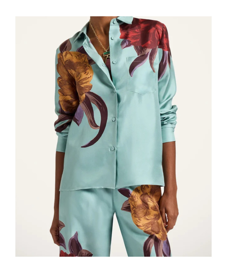 La Doublej Boy Printed Silk-twill Shirt In Multi