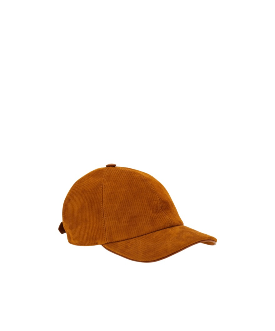 Ferragamo Corduroy Baseball Cap In Brown