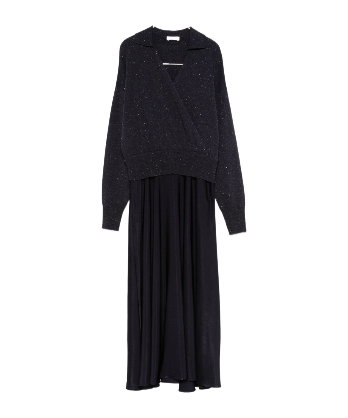 Peserico Panelled Midi Dress In Black