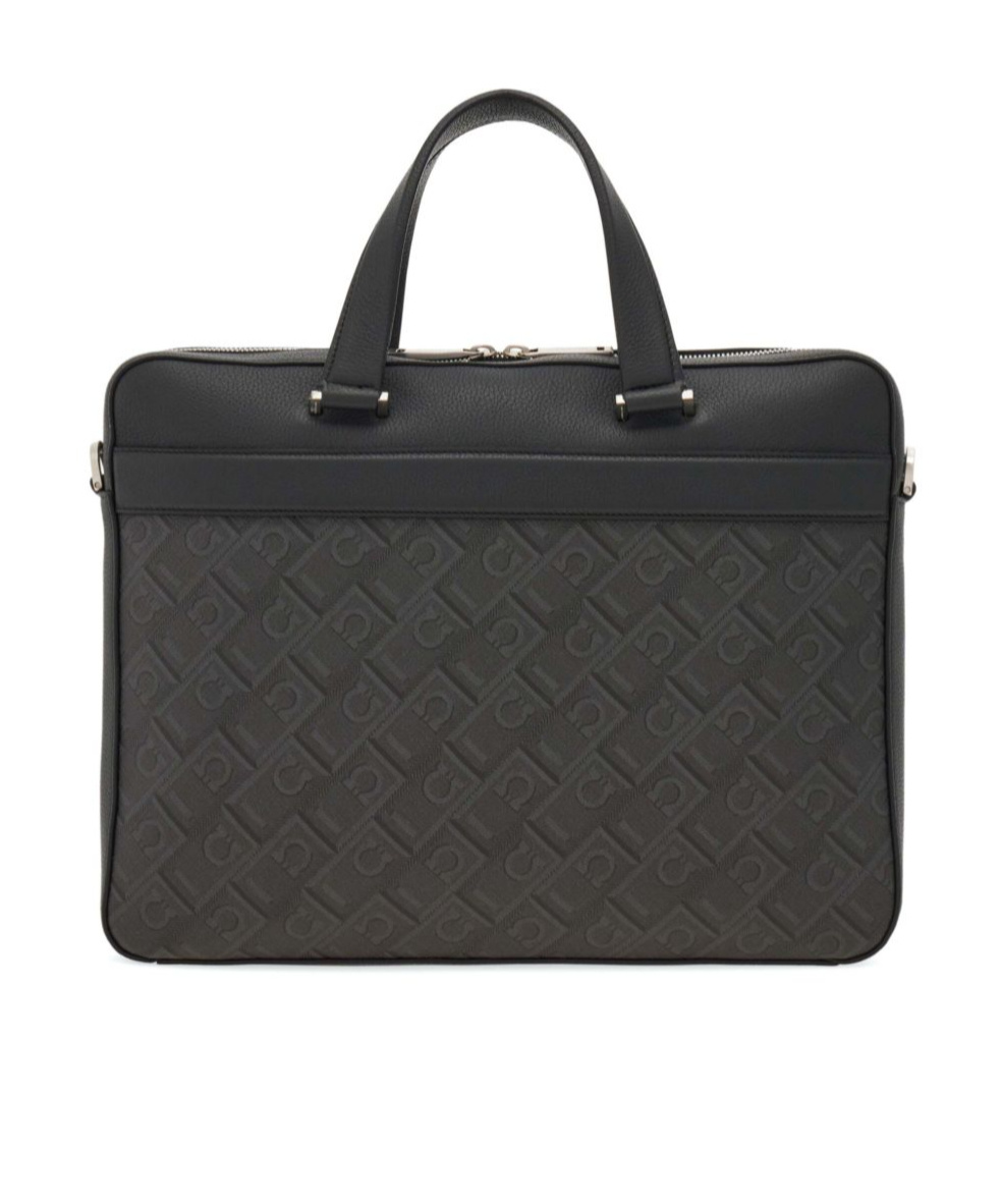 Ferragamo Men's Gancini Business Bag In Black