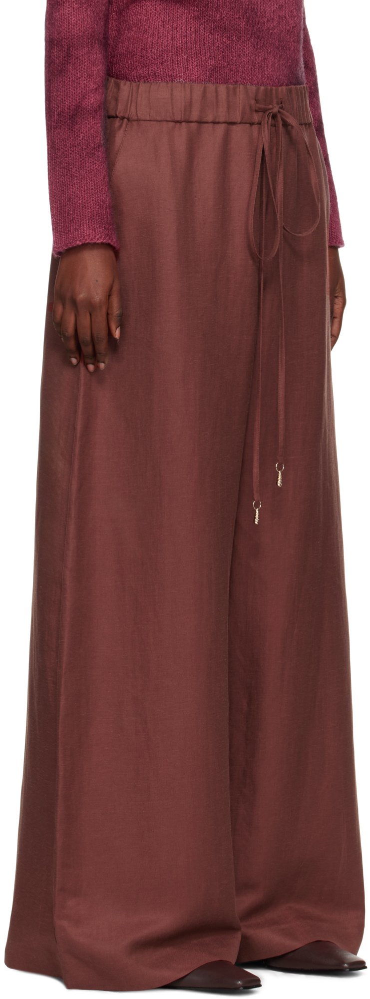Gabriela Hearst Burgundy Gelos Wide-leg Trousers In Brown