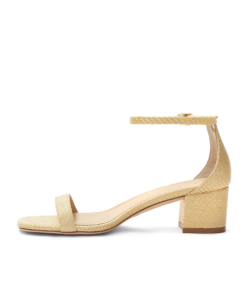 Stuart Weitzman Square-headed Low-heeled Sandals In Nude