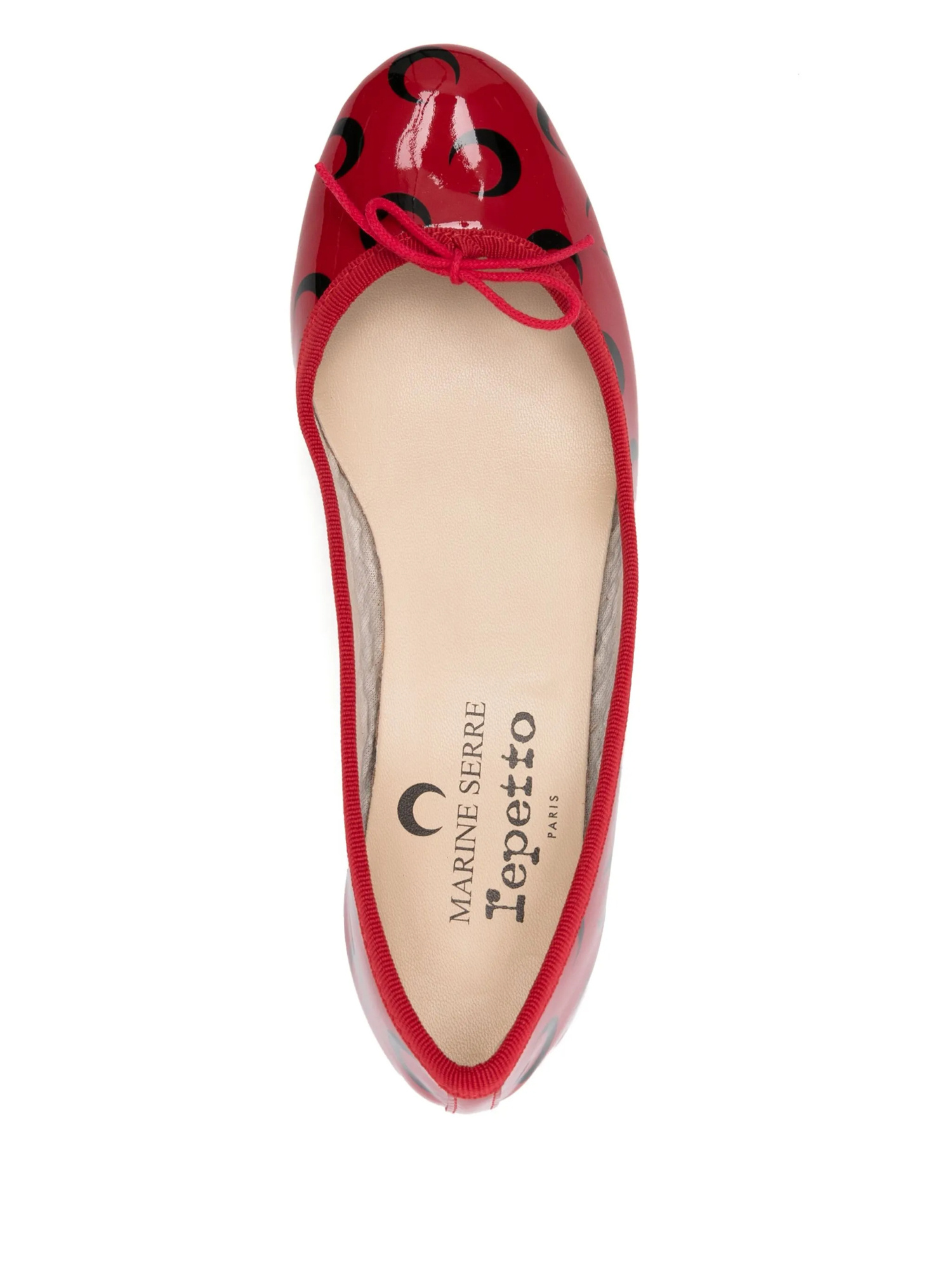 Marine Serre Moon Bow Ballerina Block Heel Shoes In Red