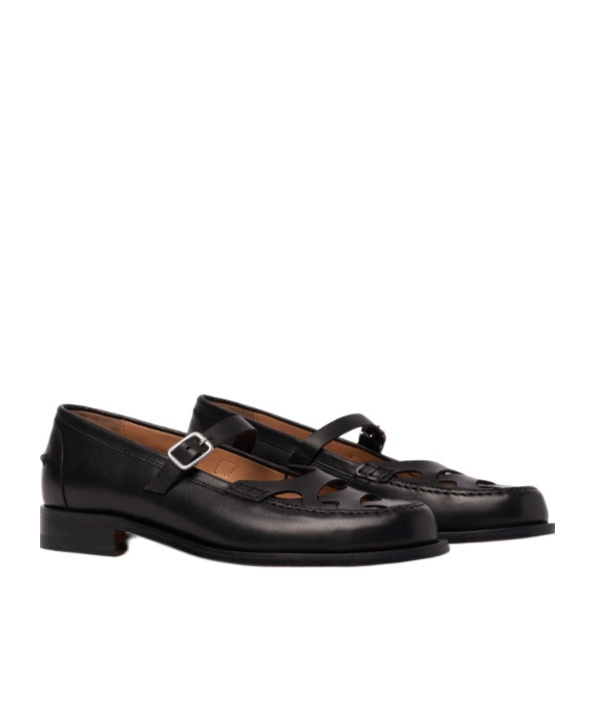 Scarosso Minni Buckle Fastened Flat Shoes In Black