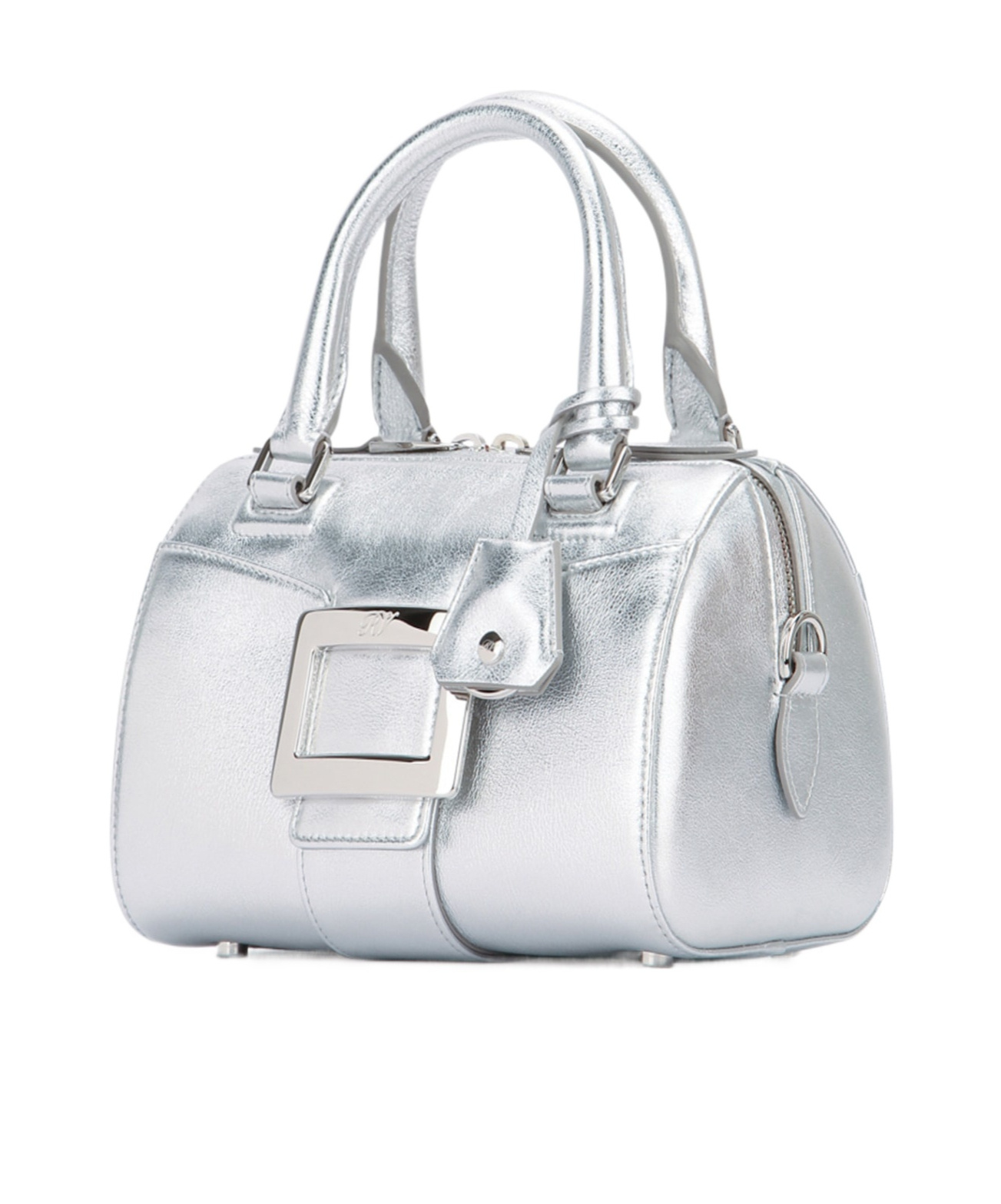 Roger Vivier Belle Vivier Mini Metallic Leather Tote Bag In Silver