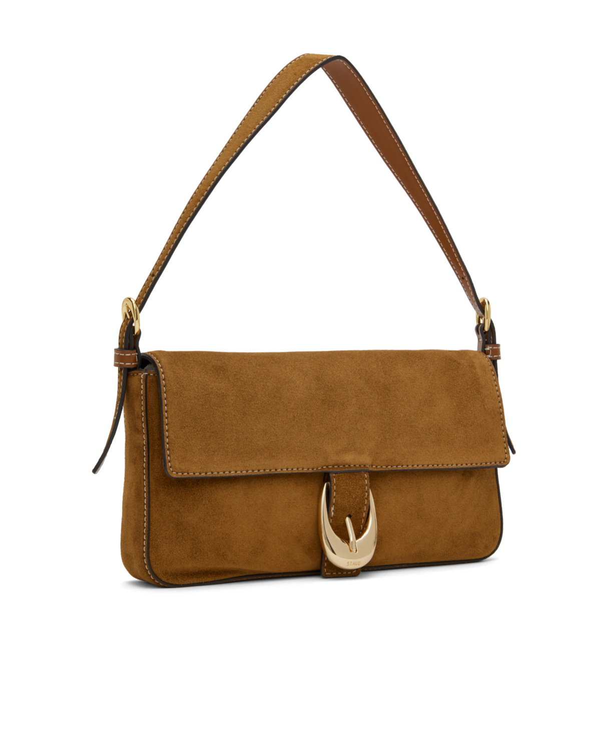 Staud Shoulder Bag With Adjustable Strap And Gold-tone Hardware In Tan