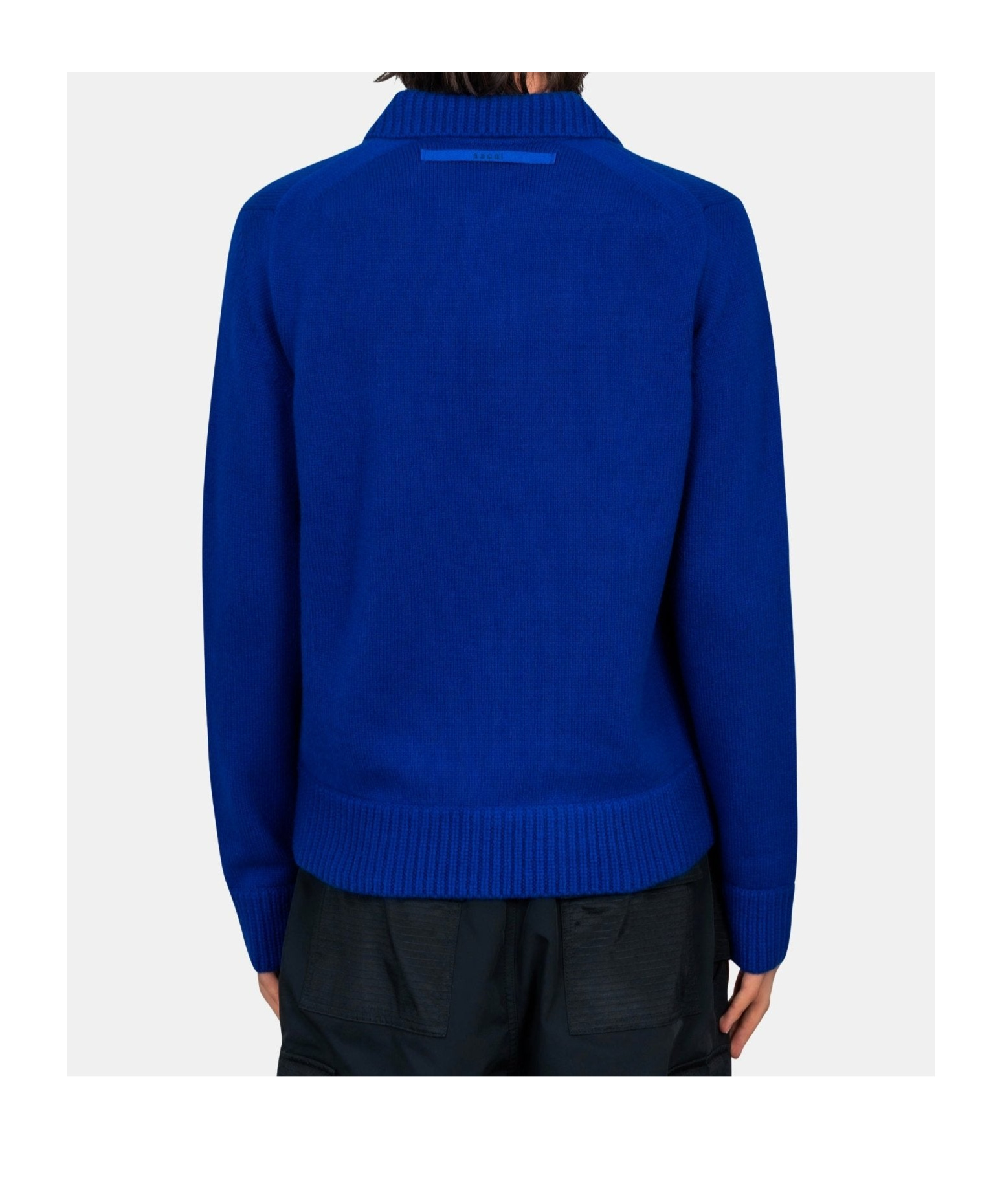 Sacai Long-sleeved Wool Sweater In Blue