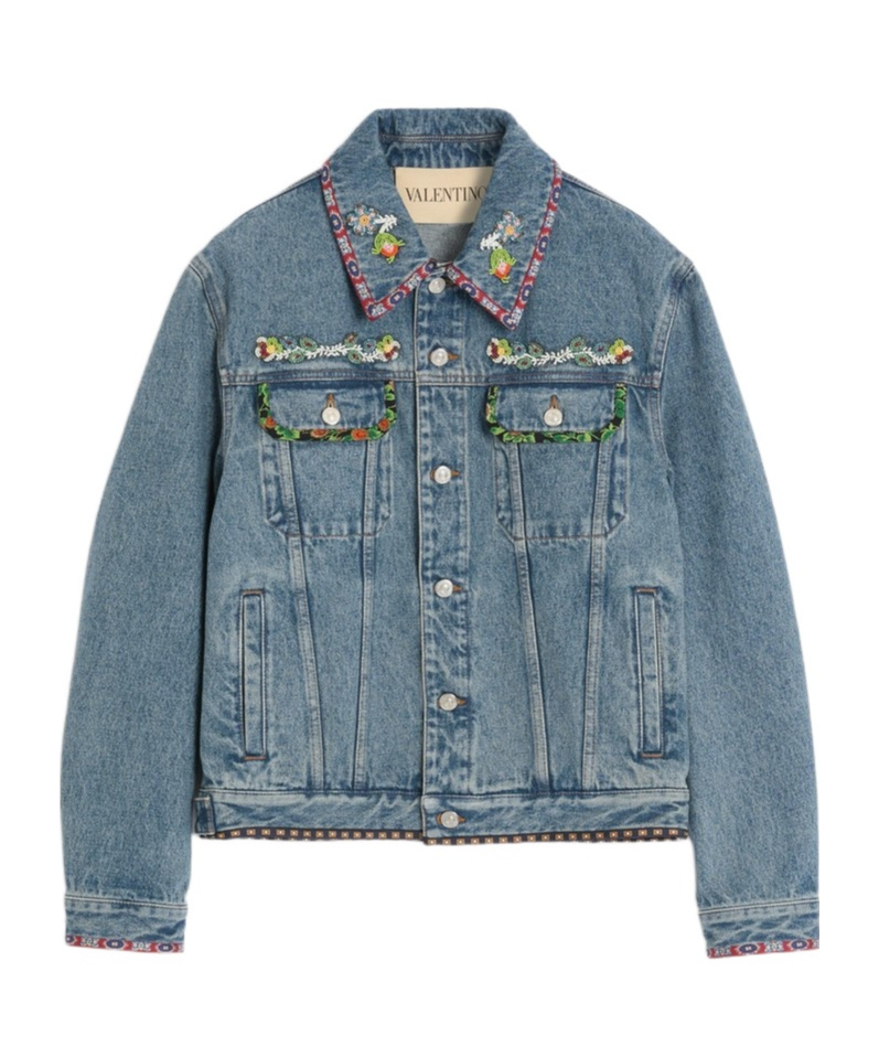 Valentino Denim Jackets Embroideries In Medium Blue