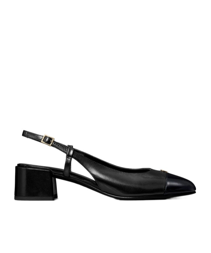 Tory Burch Leather Embellished Slingback Pumps 45 In Black