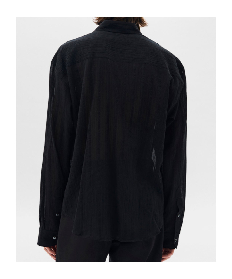 Ann Demeulemeester Isak Twisted Light Dobby Stripe In Black